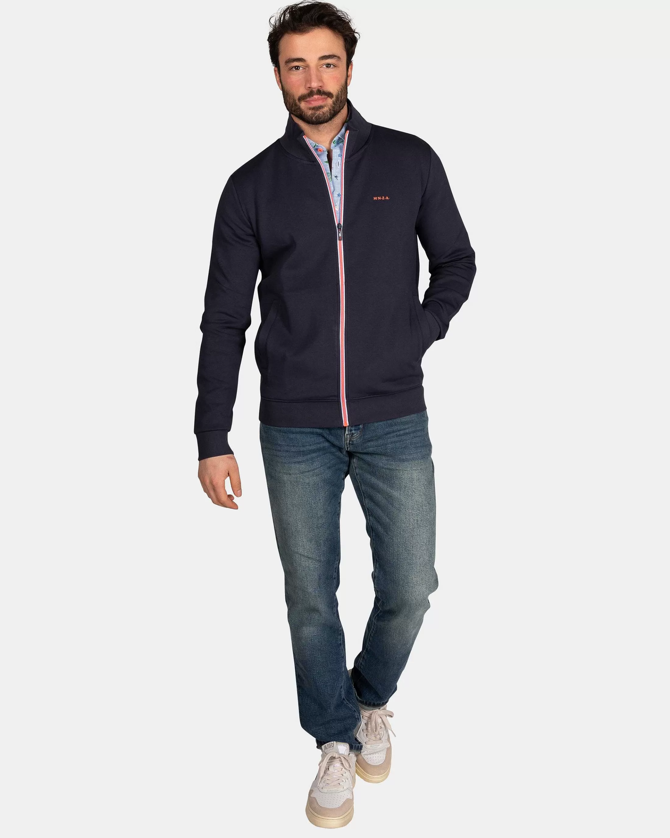 Best NZA New Zealand Auckland Baumwoll-Cardigan Mit Stretch-Traditional Navy