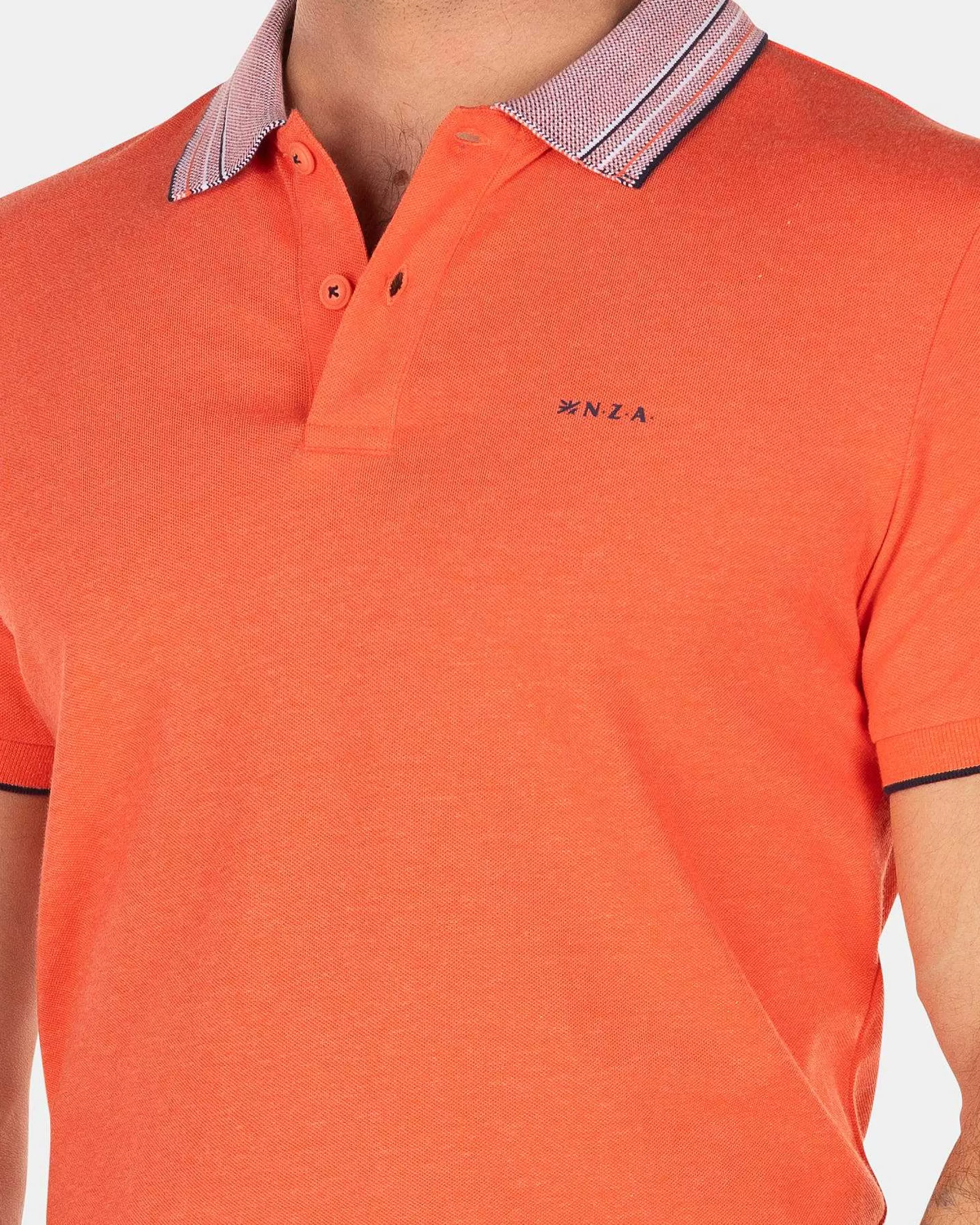 Outlet NZA New Zealand Auckland Einfarbiges Poloshirt Mit Kurzen Armeln-Golden Orange