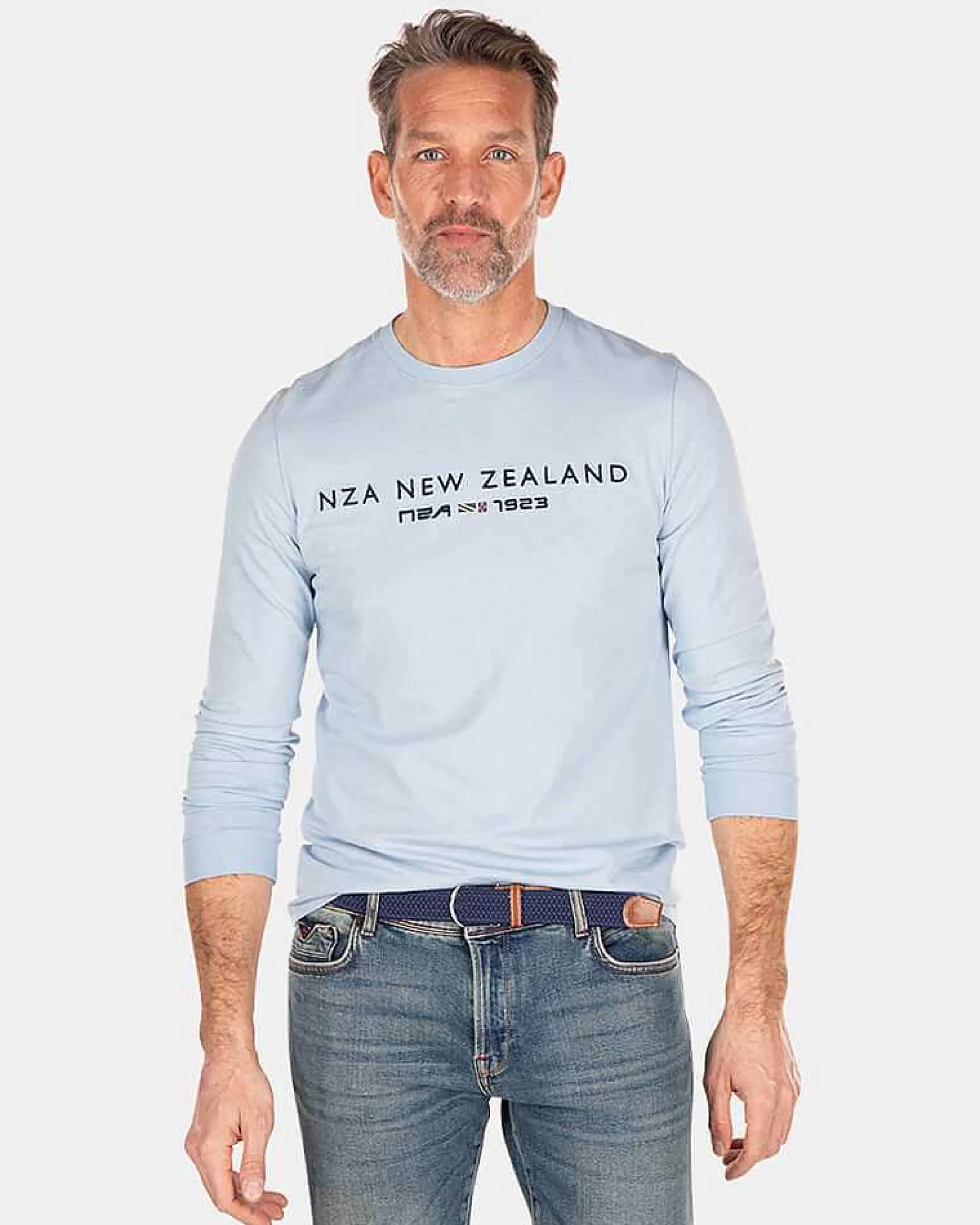 Cheap NZA New Zealand Auckland Langarmshirt Aus Baumwolle-Universal Blue