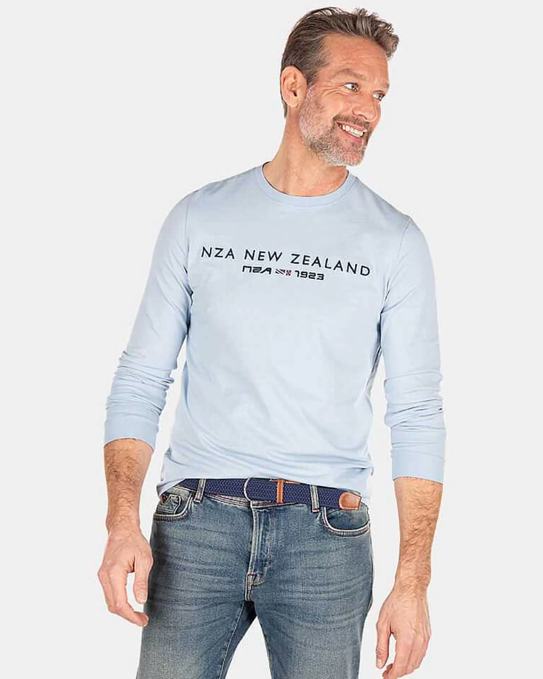 Cheap NZA New Zealand Auckland Langarmshirt Aus Baumwolle-Universal Blue