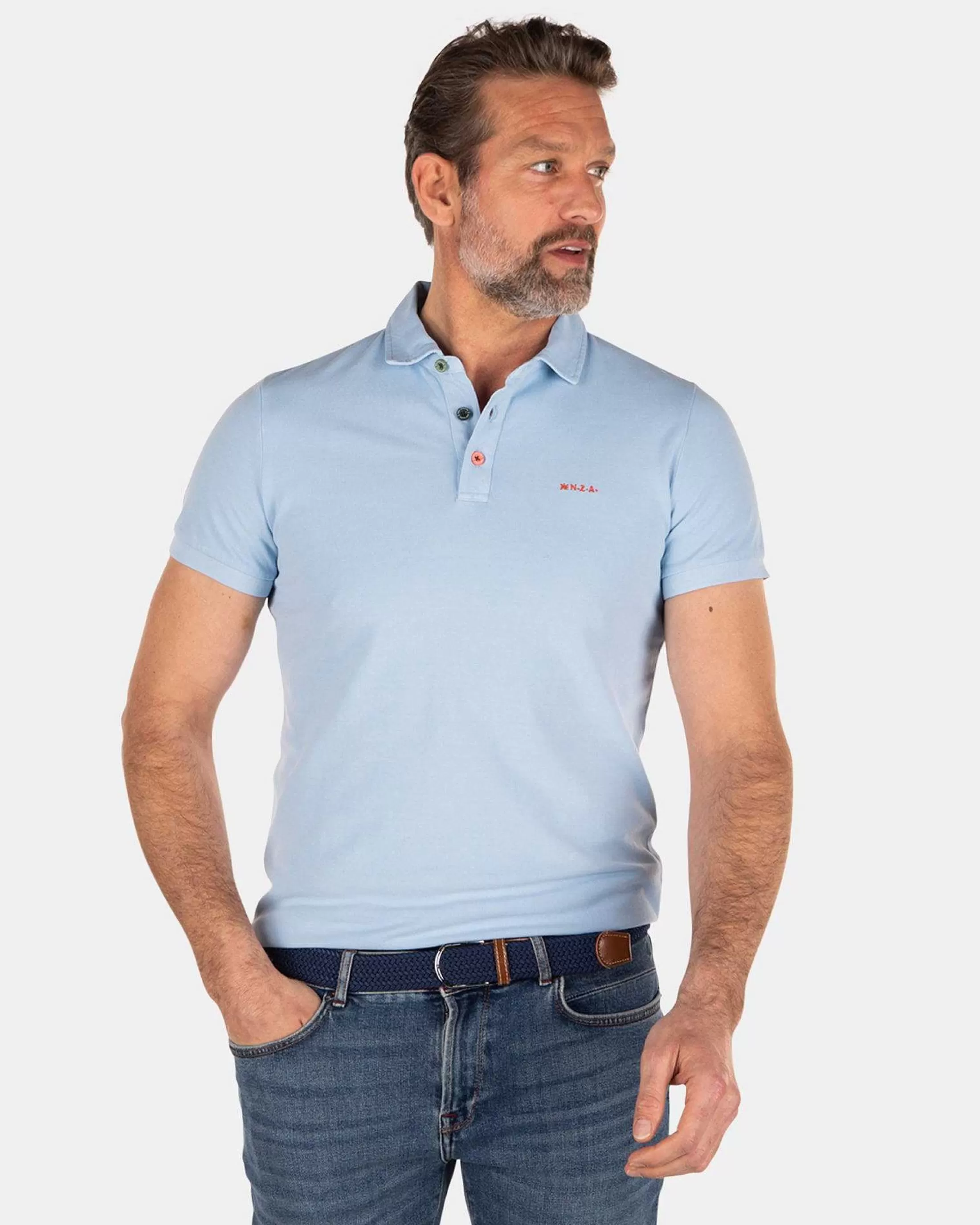 Online NZA New Zealand Auckland Nza Heritage Polo Shirt Bright Sky Herrenmode Online