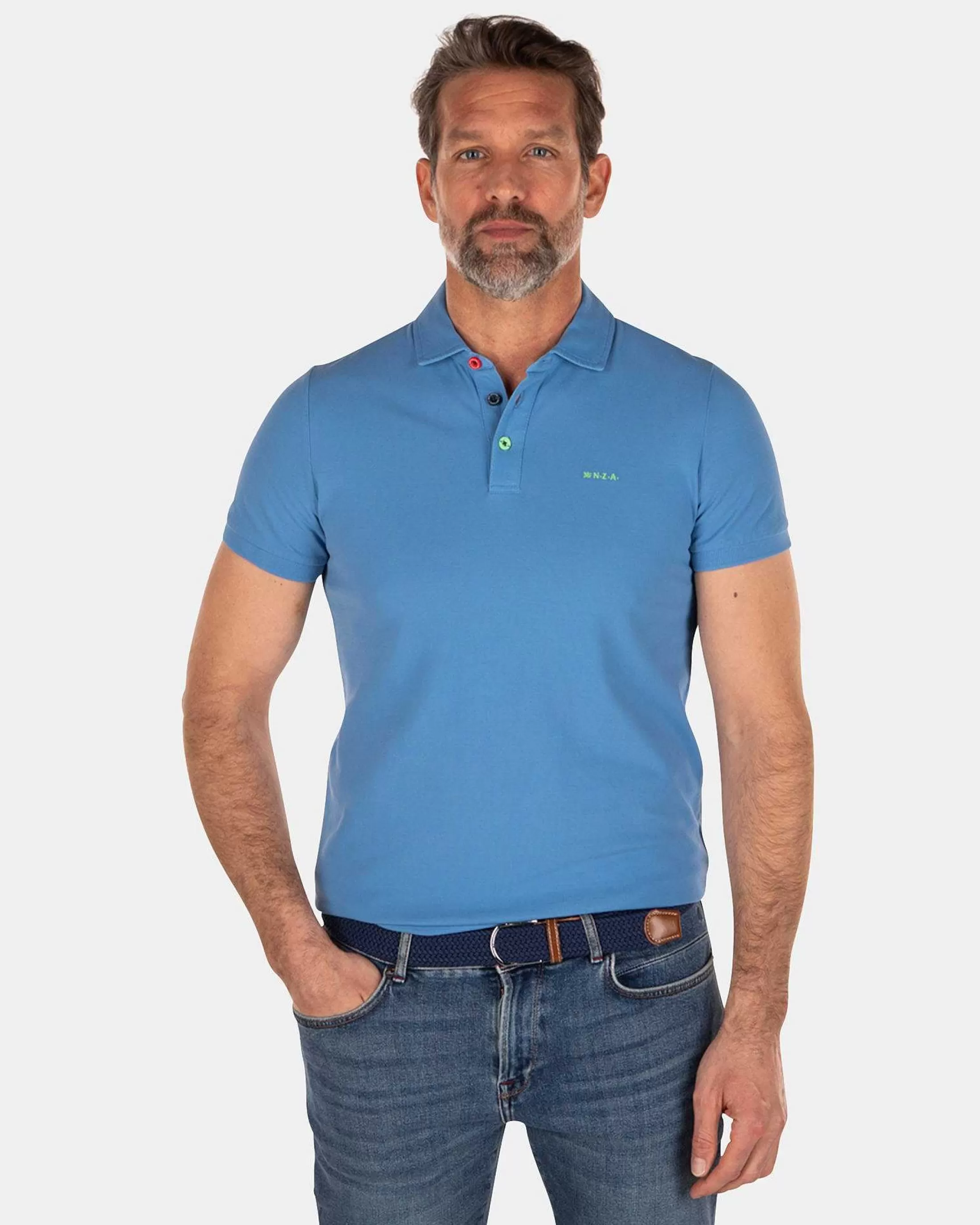Best Sale NZA New Zealand Auckland Nza Heritage Polo Shirt-Full Blue