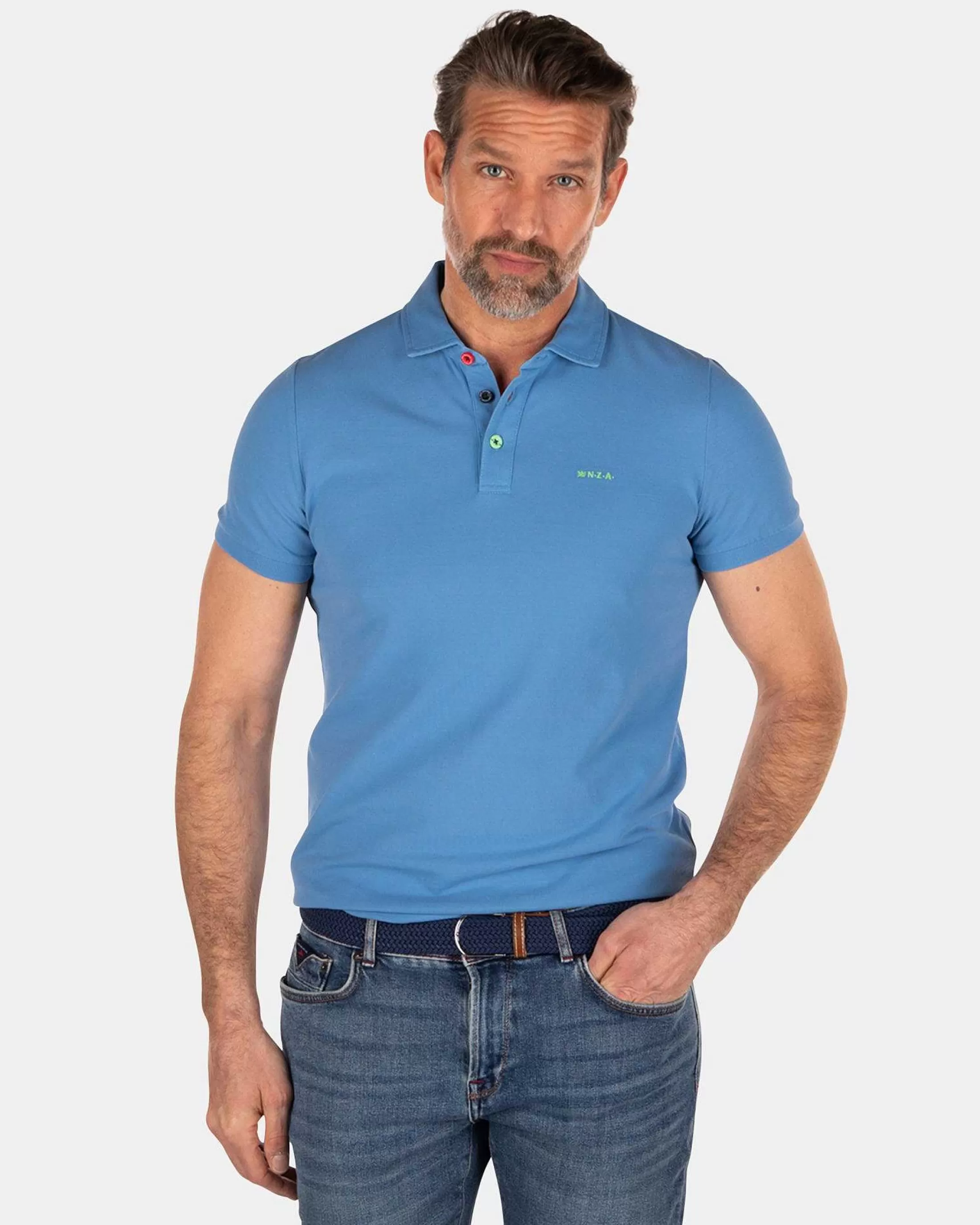 Best Sale NZA New Zealand Auckland Nza Heritage Polo Shirt-Full Blue