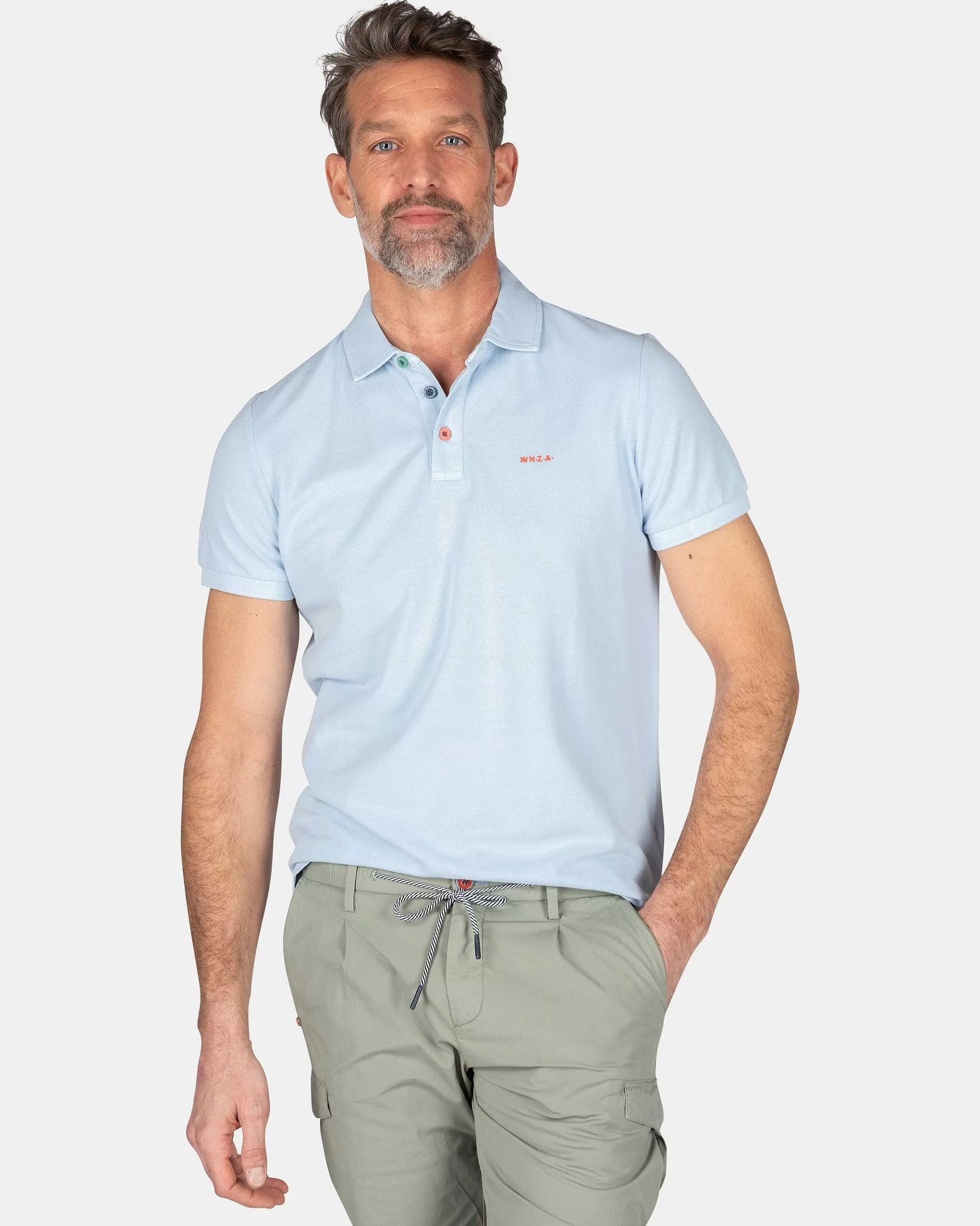 Sale NZA New Zealand Auckland Plain Cotton Polo-Rhythm Blue