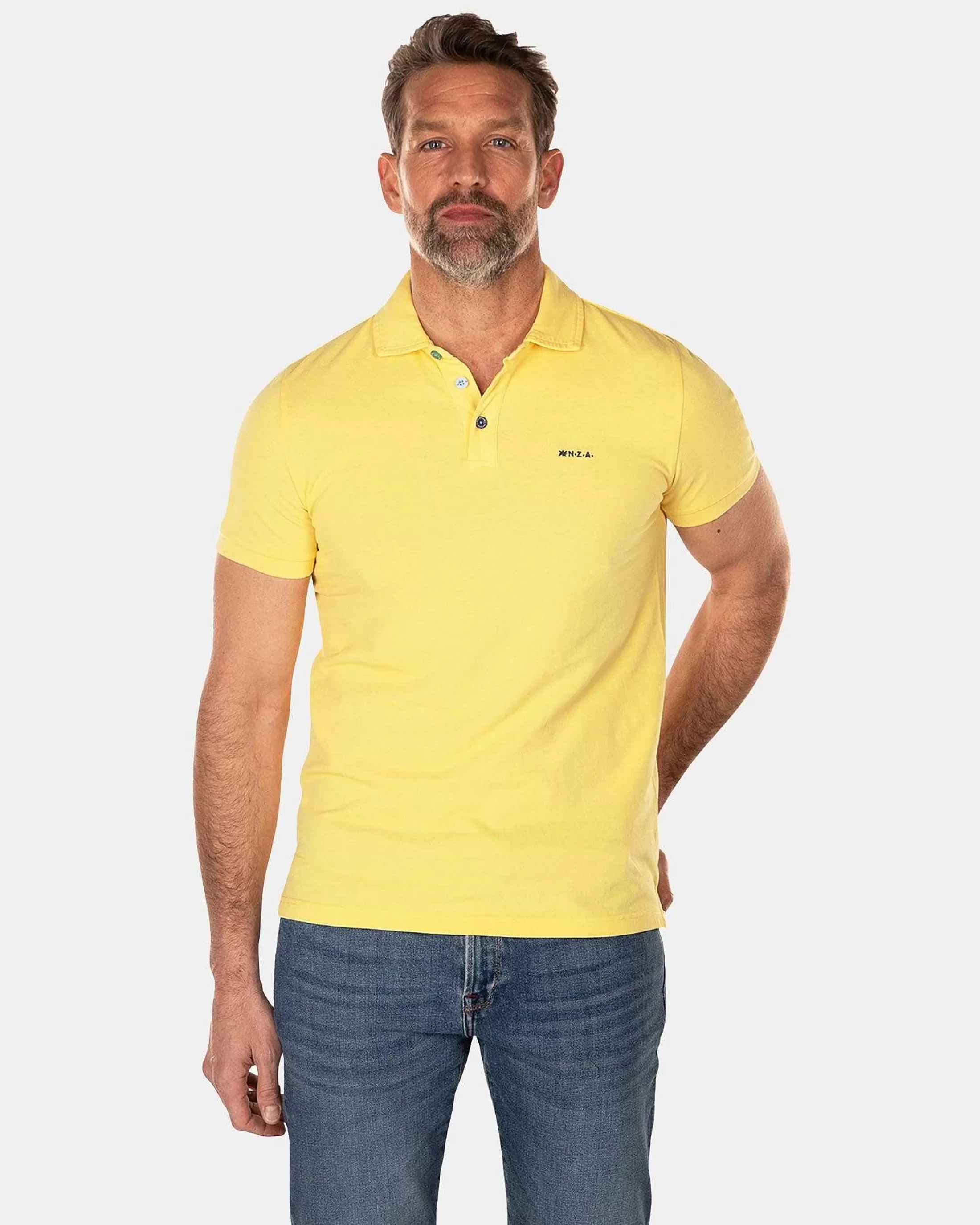 Store NZA New Zealand Auckland Schlichtes Poloshirt Aus Baumwolle-Iguana Yellow