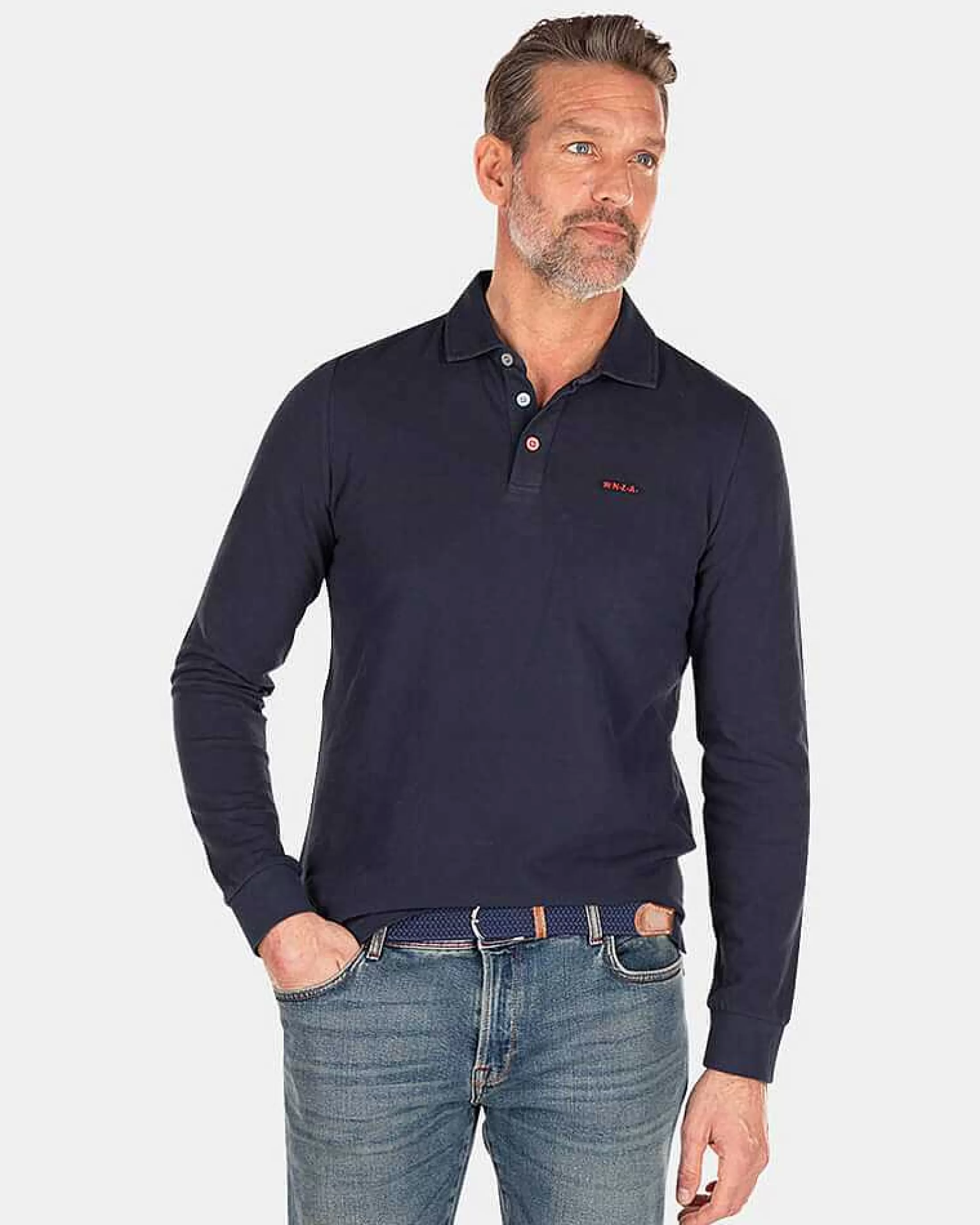 Store NZA New Zealand Auckland Schlichtes Poloshirt Mit Langen Armeln-Traditional Navy